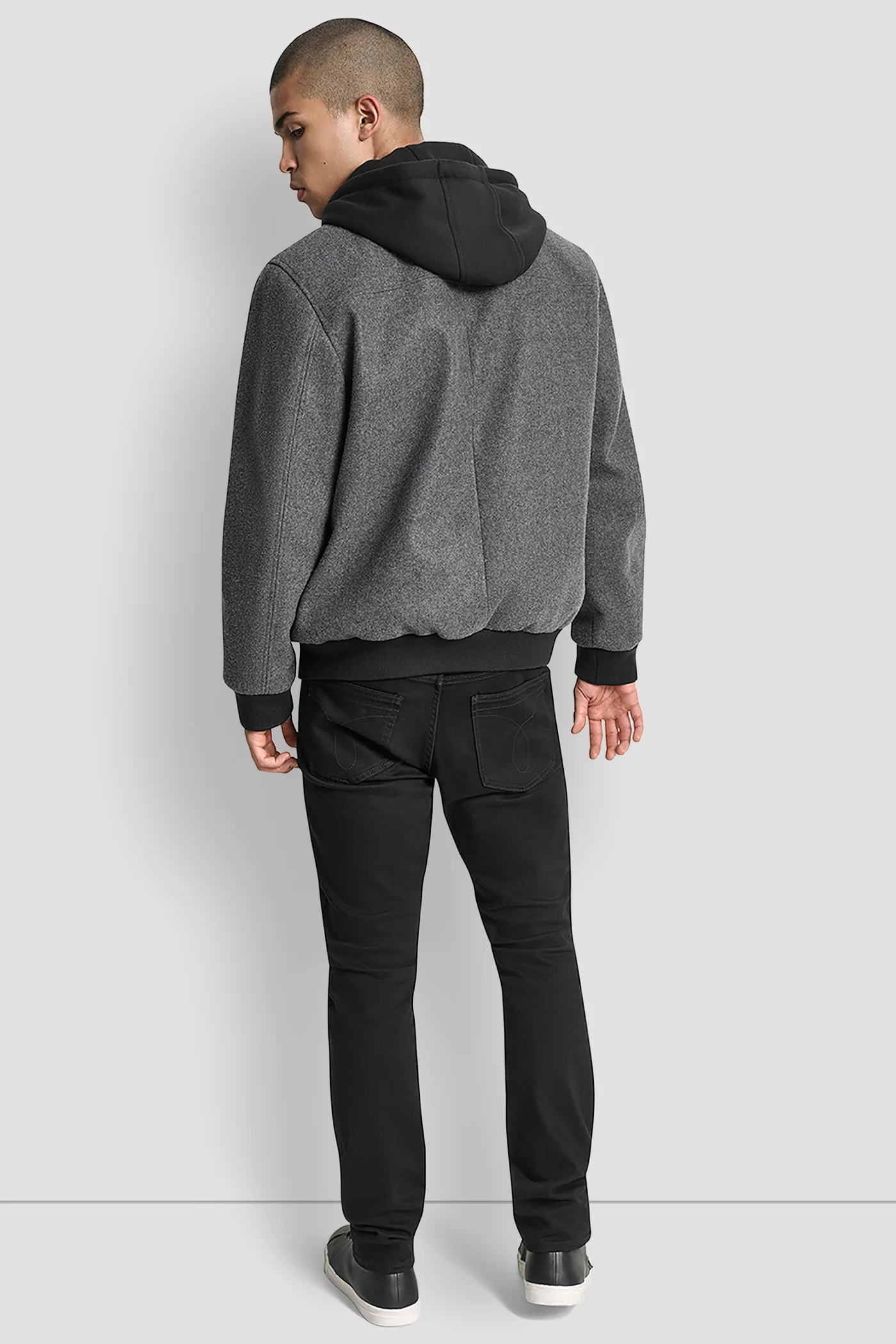 FAUX WOOL BOMBER WITH HOODED BIB - Image 2