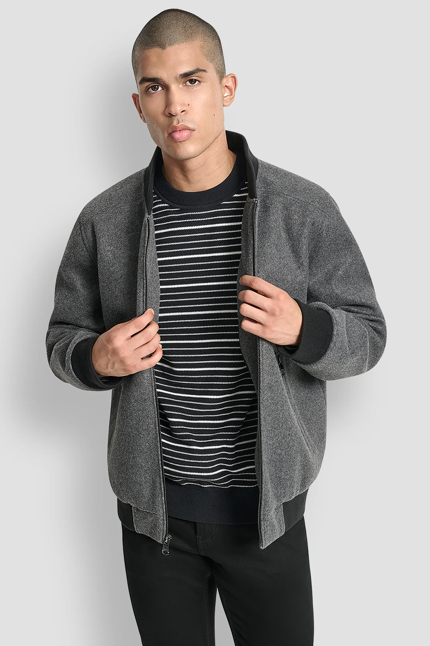 FAUX WOOL BOMBER WITH HOODED BIB - Image 4