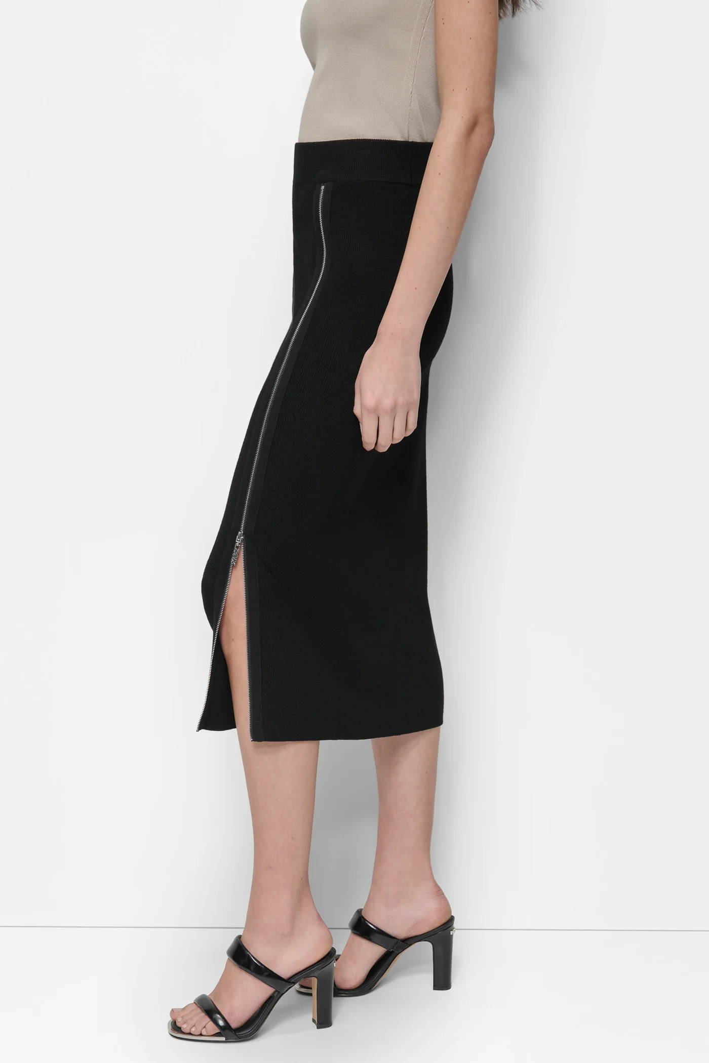 ZIP DETAILED MIDI SWEATER SKIRT - Image 3