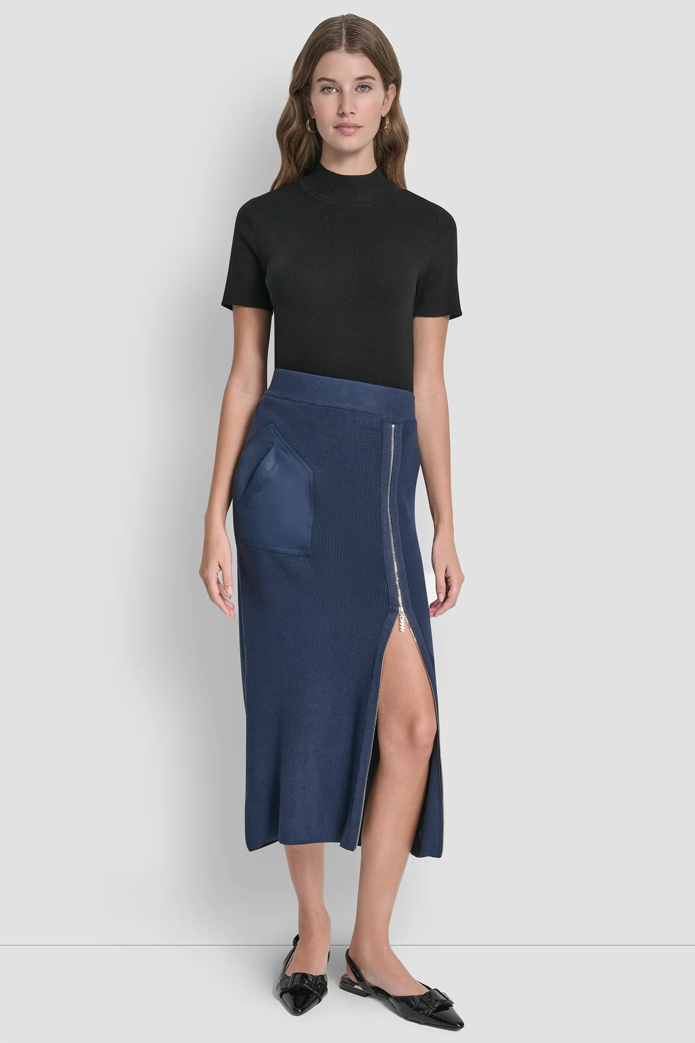 ZIP DETAILED MIDI SWEATER SKIRT - Image 3