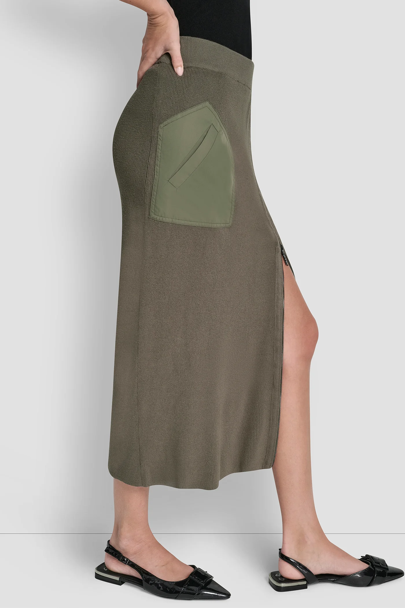 ZIP DETAILED MIDI SWEATER SKIRT - Image 5