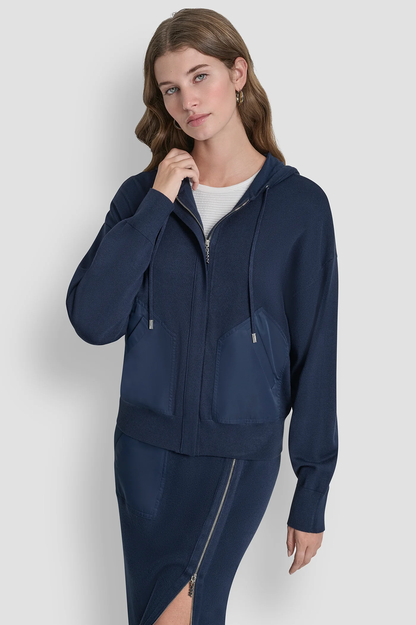 DROP SHOULDER ZIP UP HOODIE