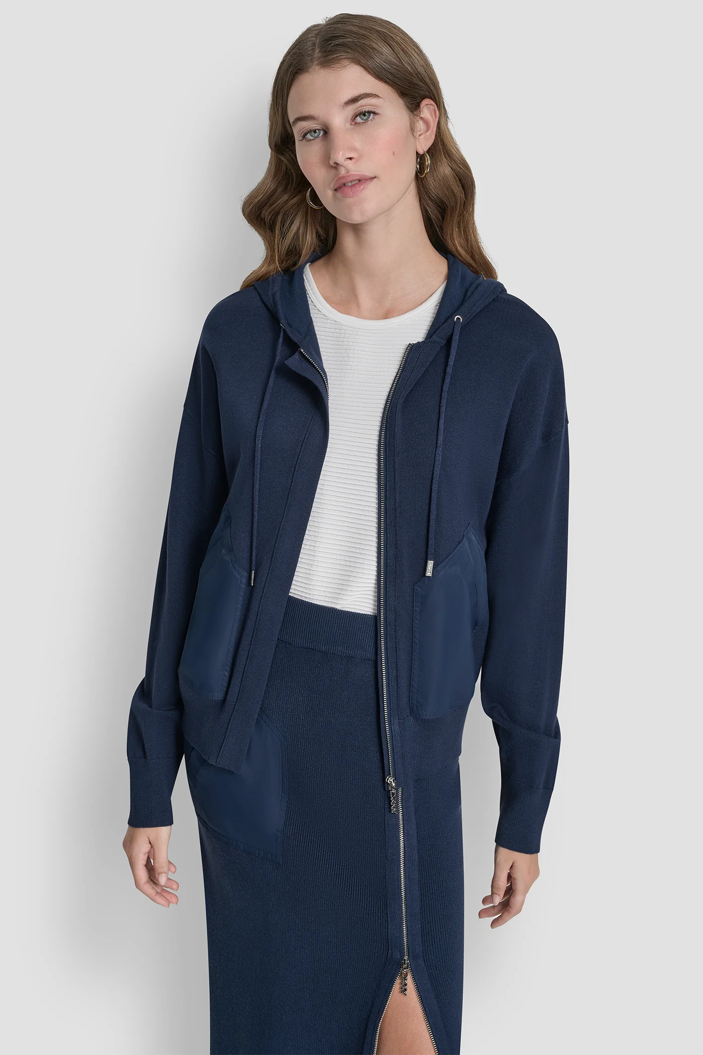 DROP SHOULDER ZIP UP HOODIE - Image 3