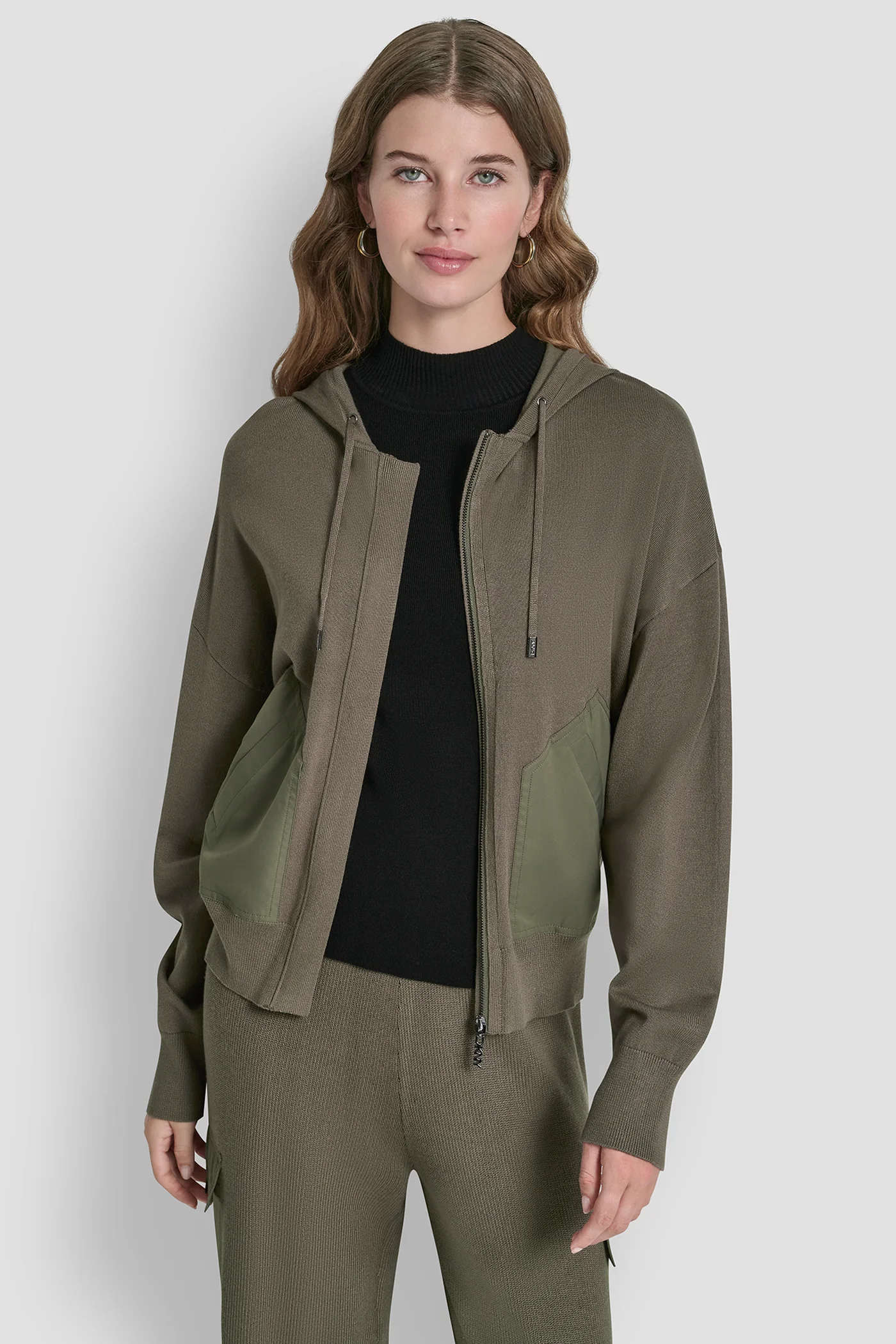 DROP SHOULDER ZIP UP HOODIE
