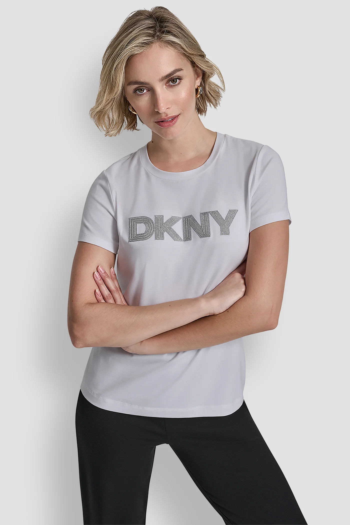 METALLIC LOGO EMBROIDERED TEE