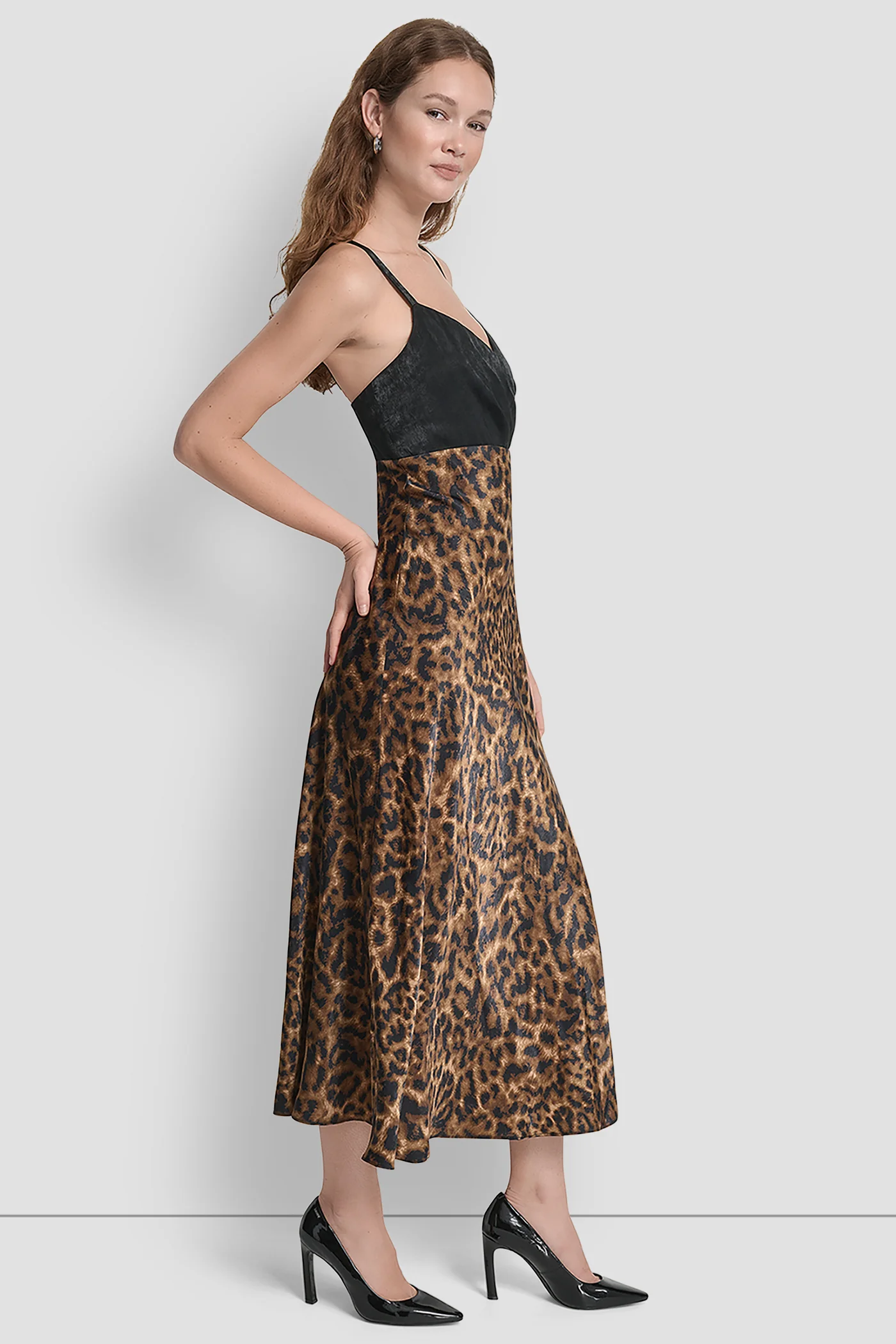 SLEEVELESS PRINTED SATIN DRESS - Image 3