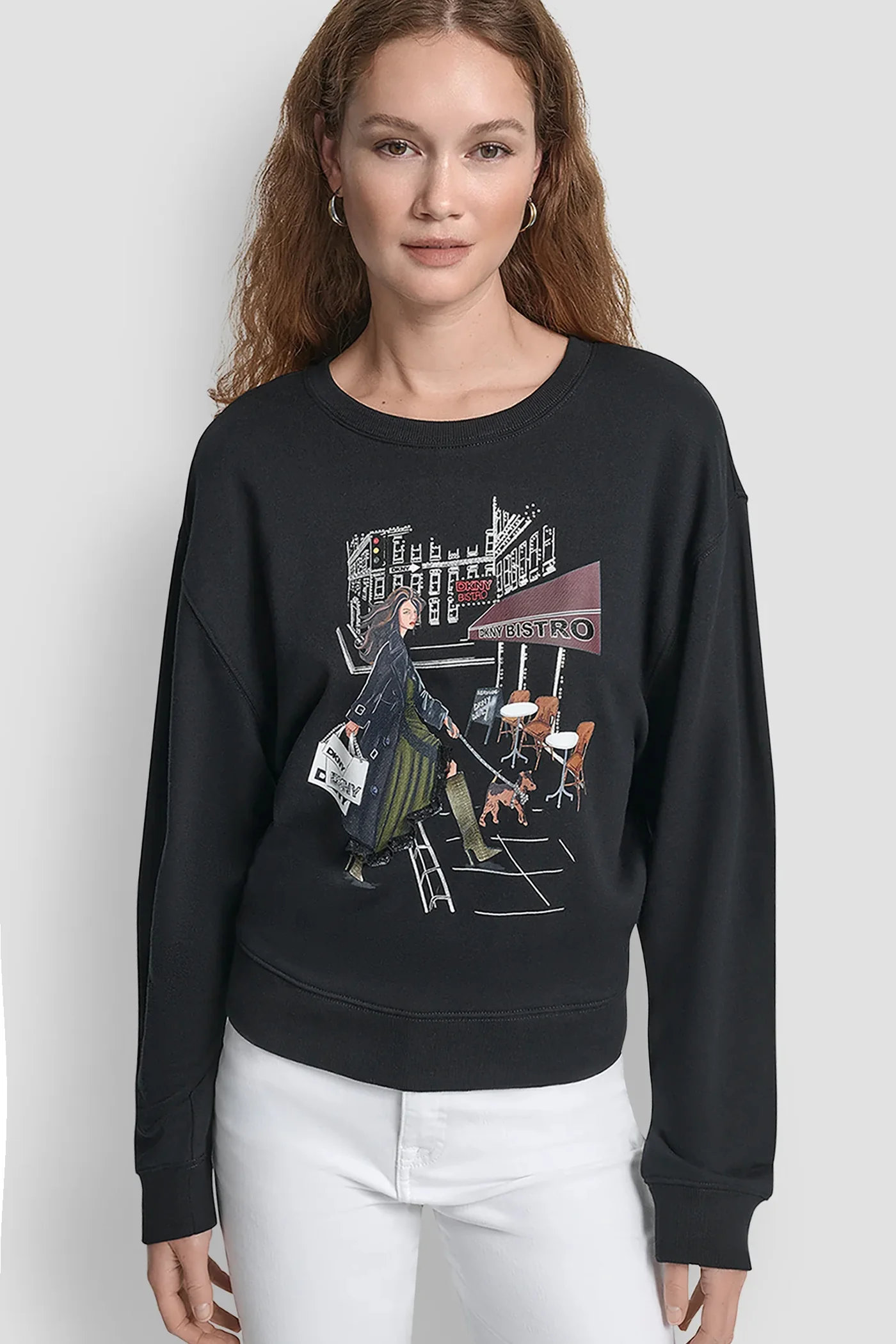 DKNY BISTRO CONVERSATIONAL FRENCH TERRY SHIRT