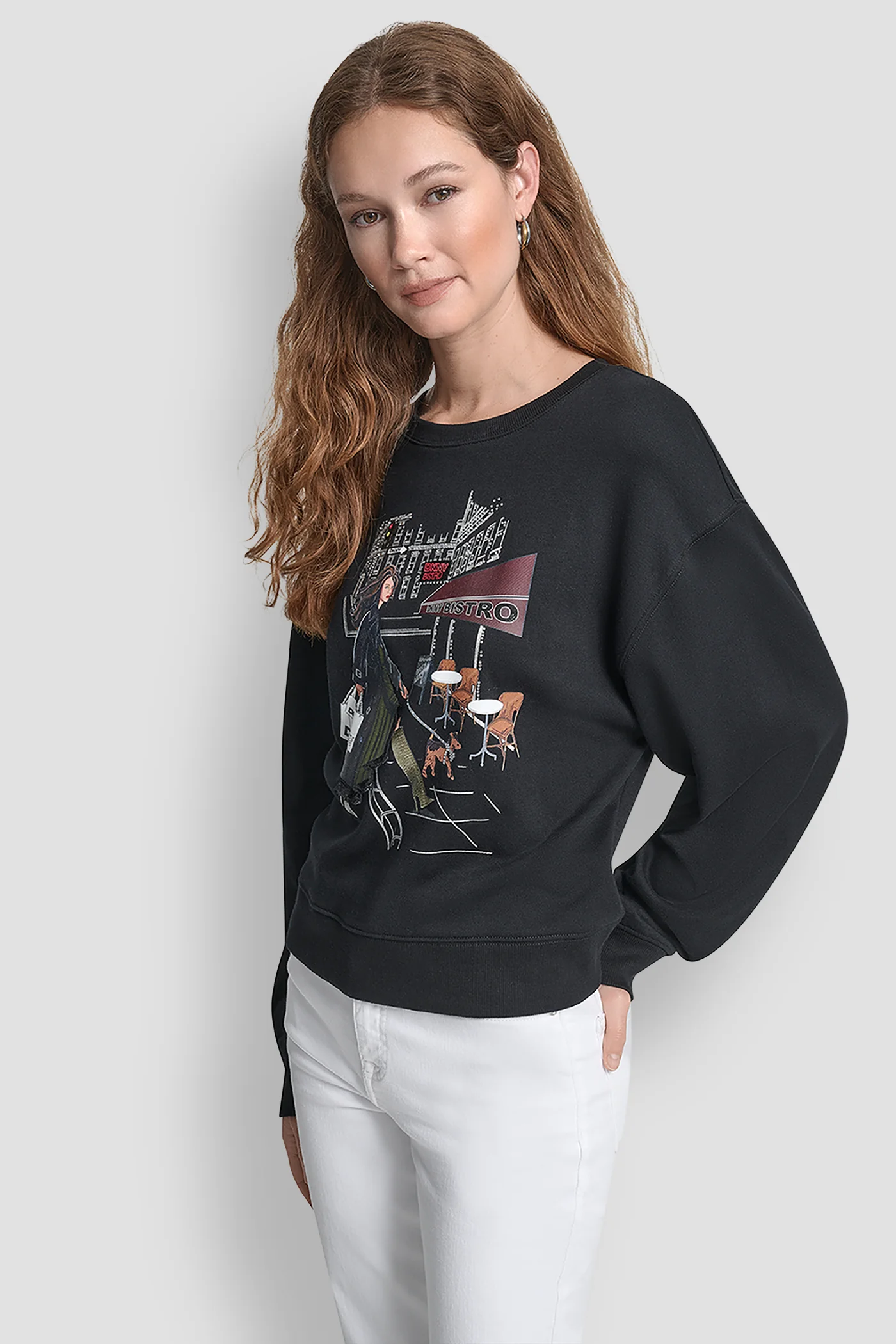 DKNY BISTRO CONVERSATIONAL FRENCH TERRY SHIRT - Image 3