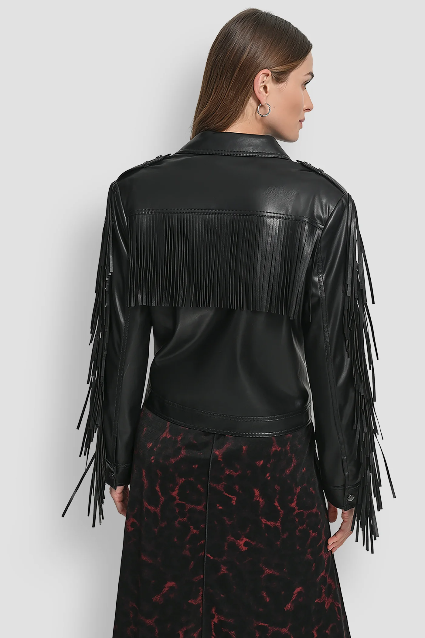LONG SLEEEVE FRINGE CROP JACKET - Image 2