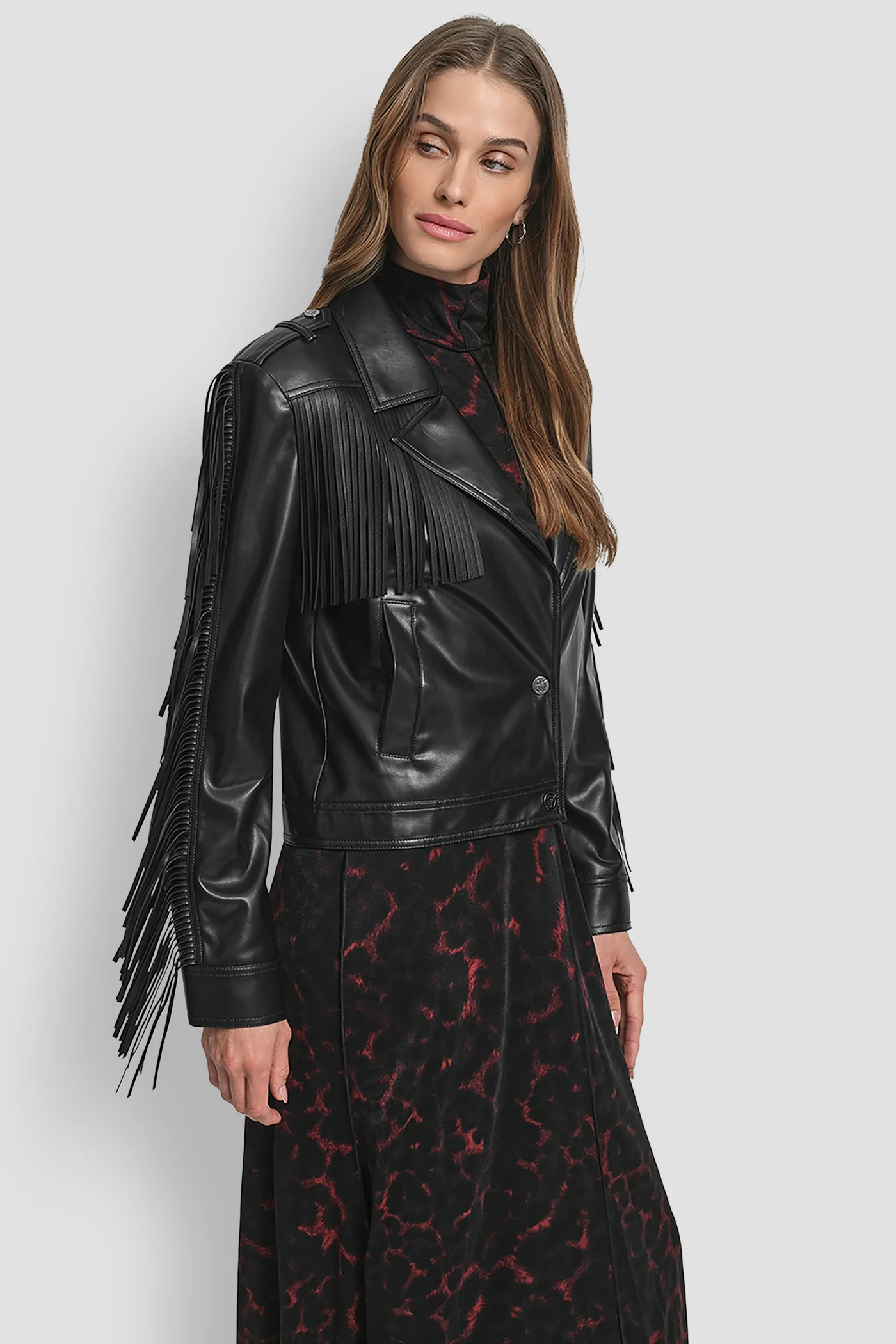 LONG SLEEEVE FRINGE CROP JACKET - Image 5
