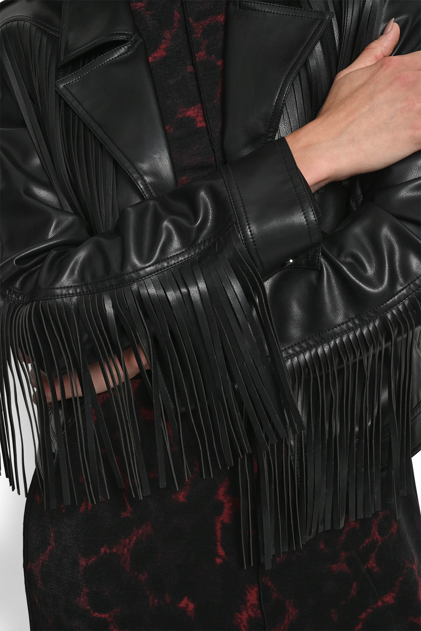 LONG SLEEEVE FRINGE CROP JACKET - Image 6