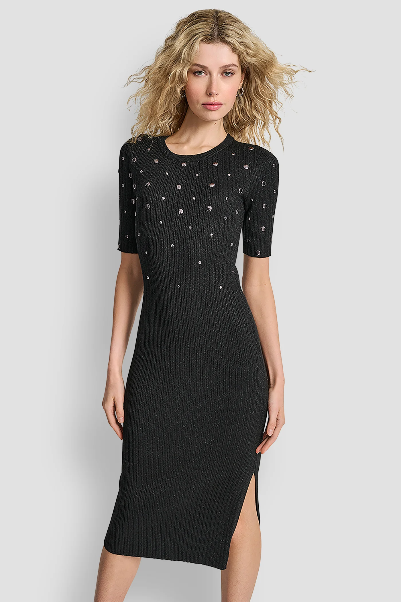 ALL OVER STUDDED SWEATSHIRT DRESS - Image 3