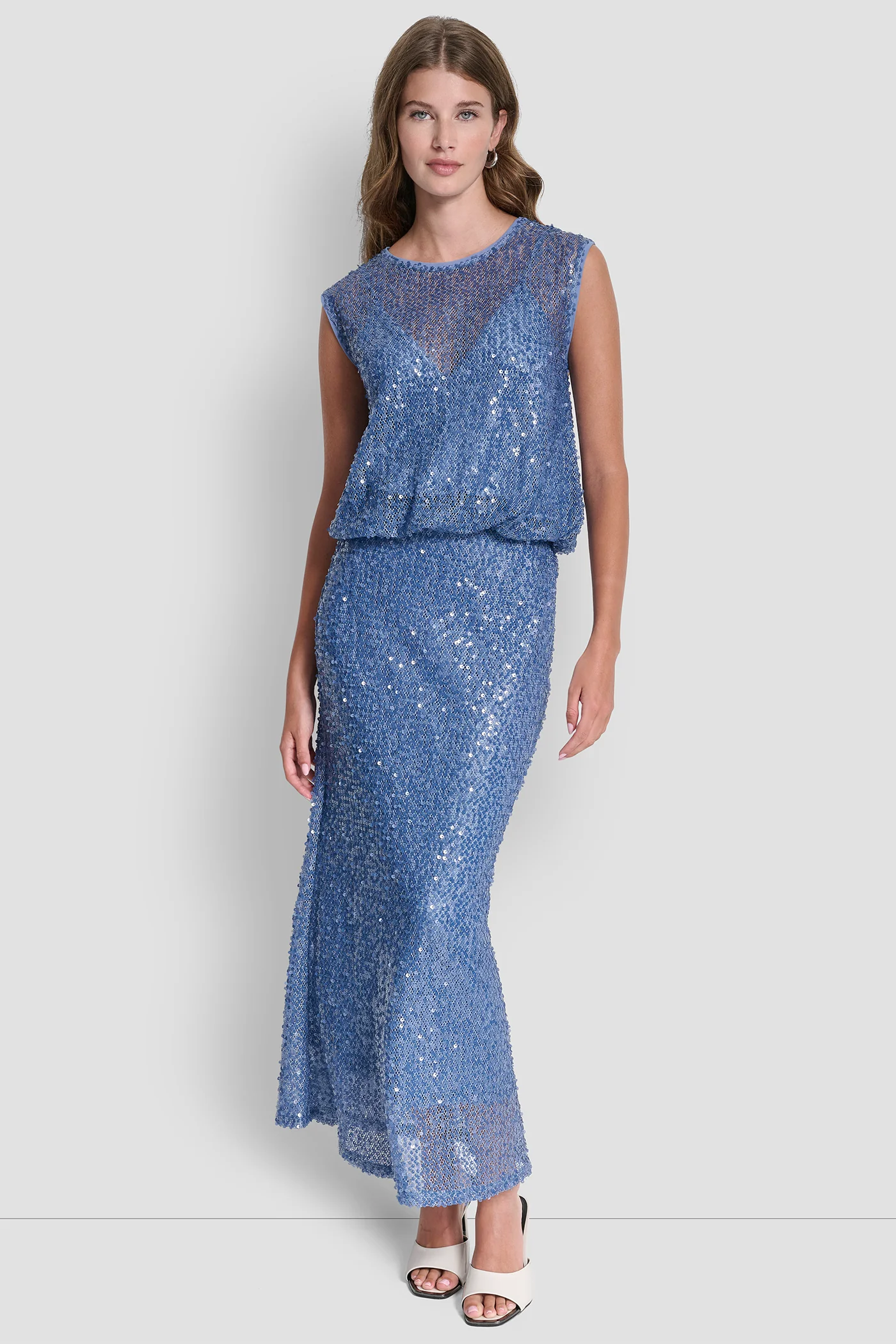 SLEEVELESS SEQUINED BUBBLE HEM SWEATER - Image 4