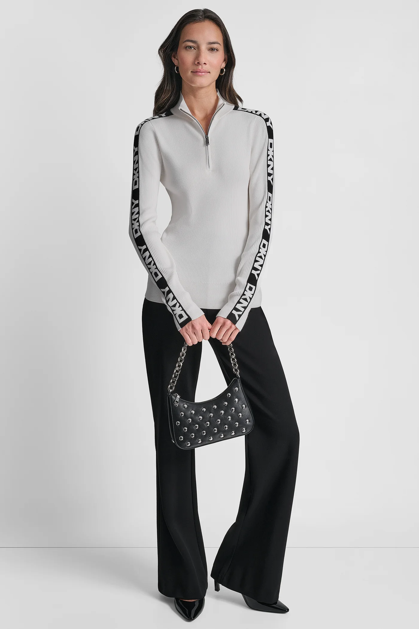 LONG SLEEVE 1/4 ZIP LOGO TAPE SWEATER - Image 6