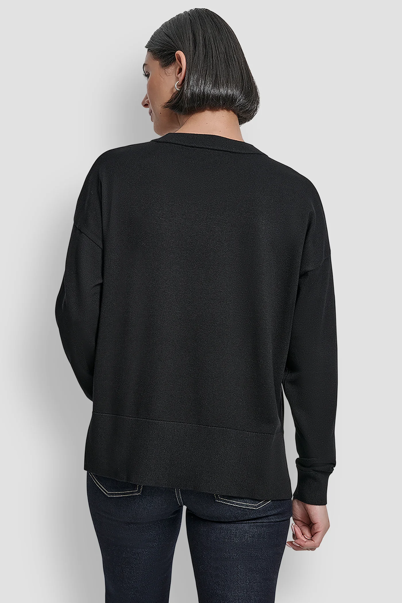 LONG SLEEVE GLITTER LOGO PULLOVER SWEATER - Image 2