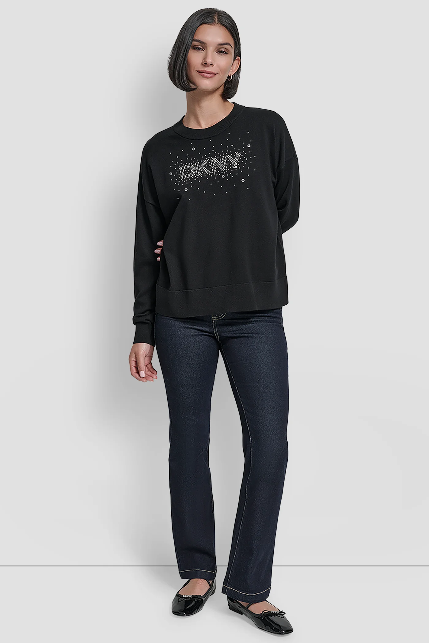 LONG SLEEVE GLITTER LOGO PULLOVER SWEATER - Image 5