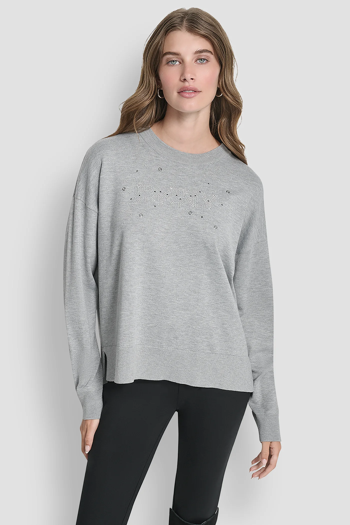 LONG SLEEVE GLITTER LOGO PULLOVER SWEATER