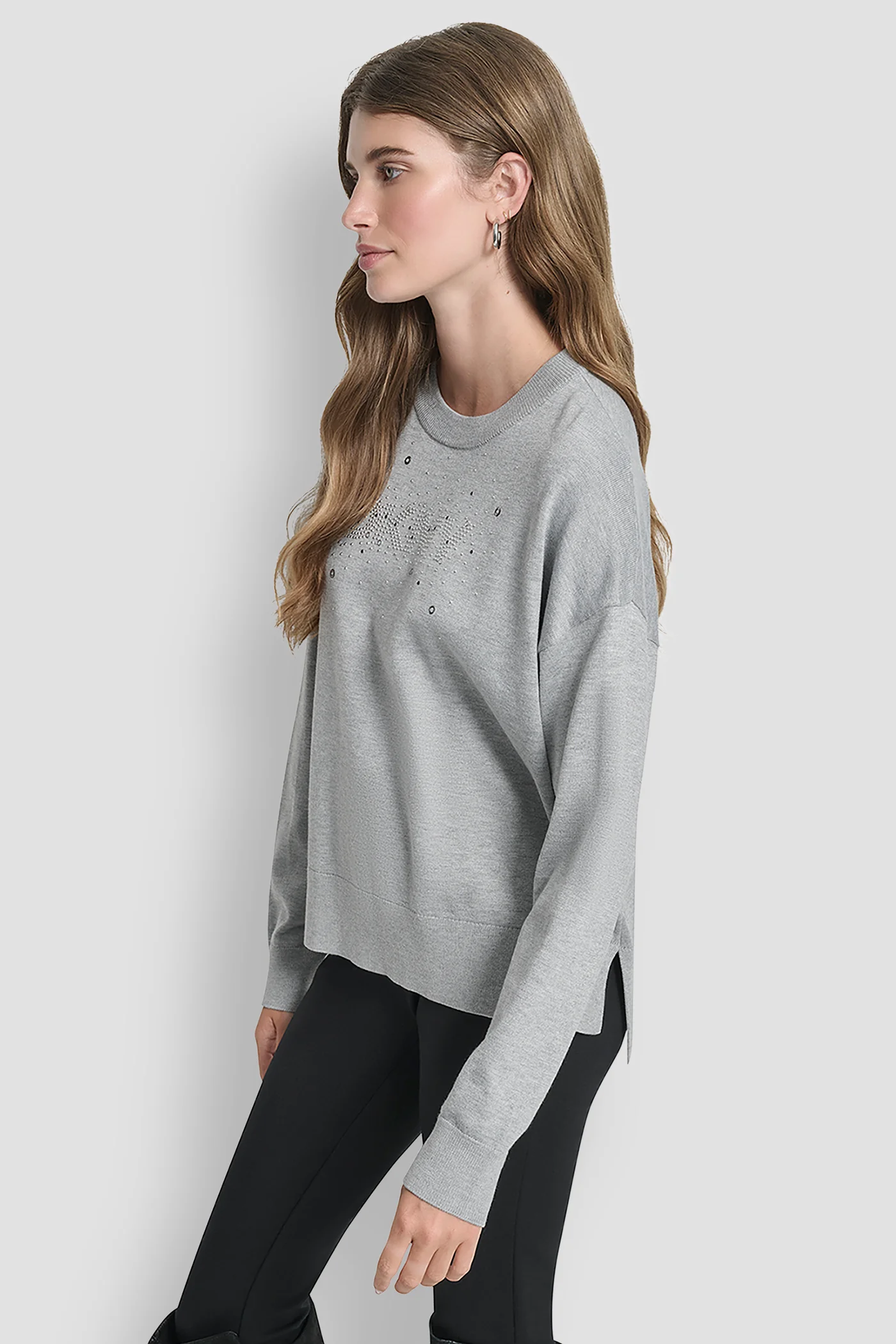 LONG SLEEVE GLITTER LOGO PULLOVER SWEATER - Image 3