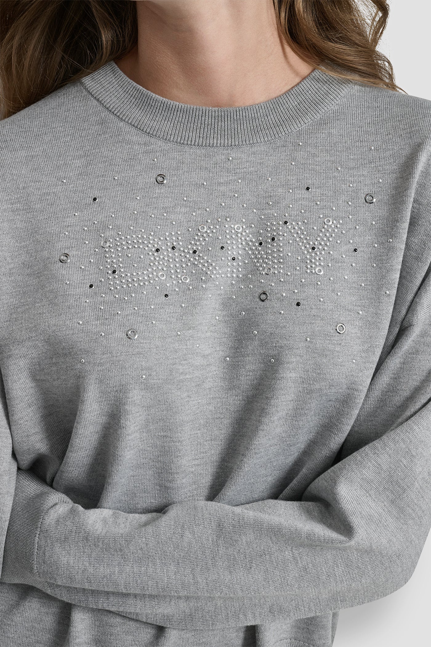 LONG SLEEVE GLITTER LOGO PULLOVER SWEATER - Image 6