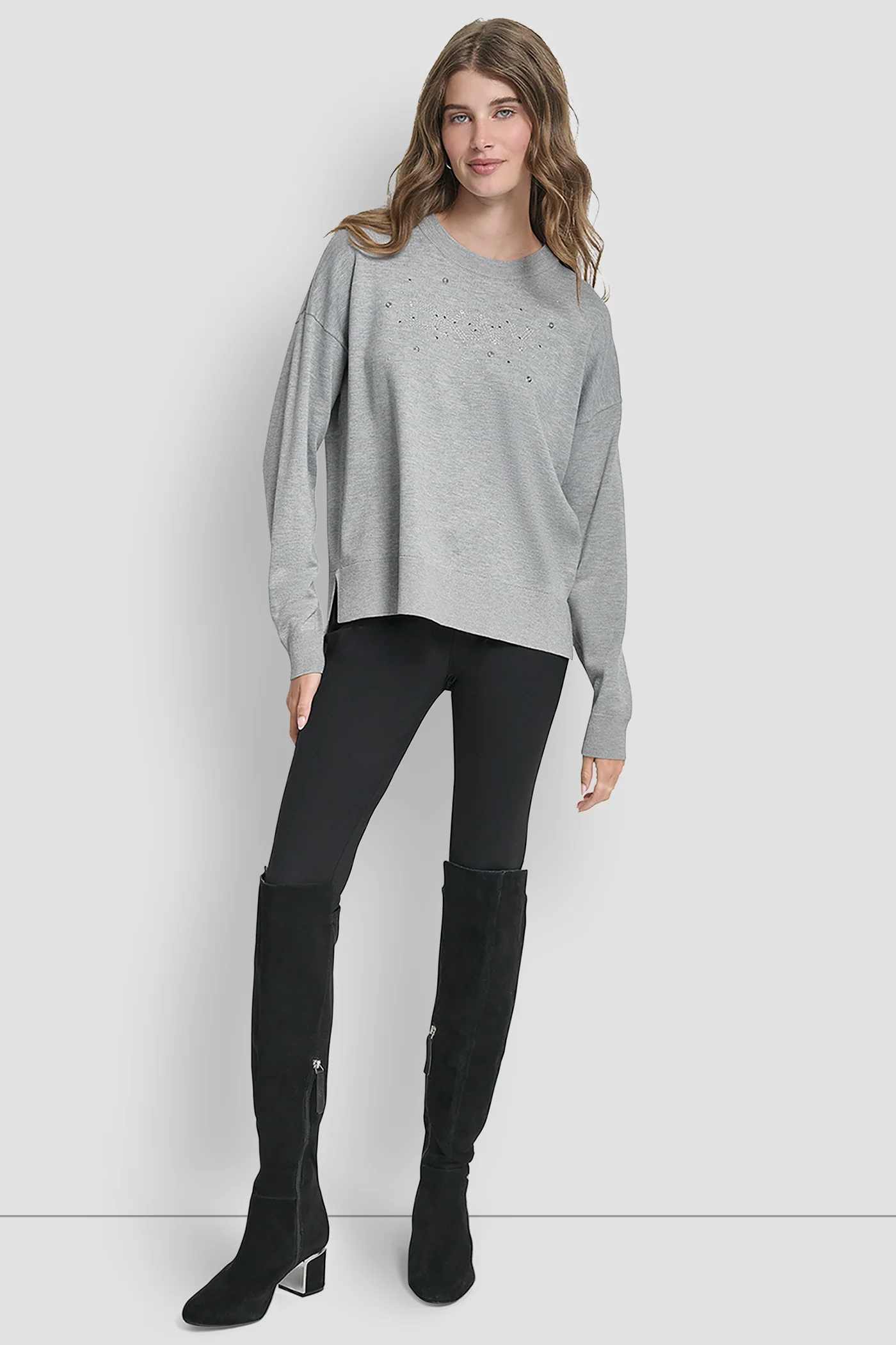LONG SLEEVE GLITTER LOGO PULLOVER SWEATER - Image 7