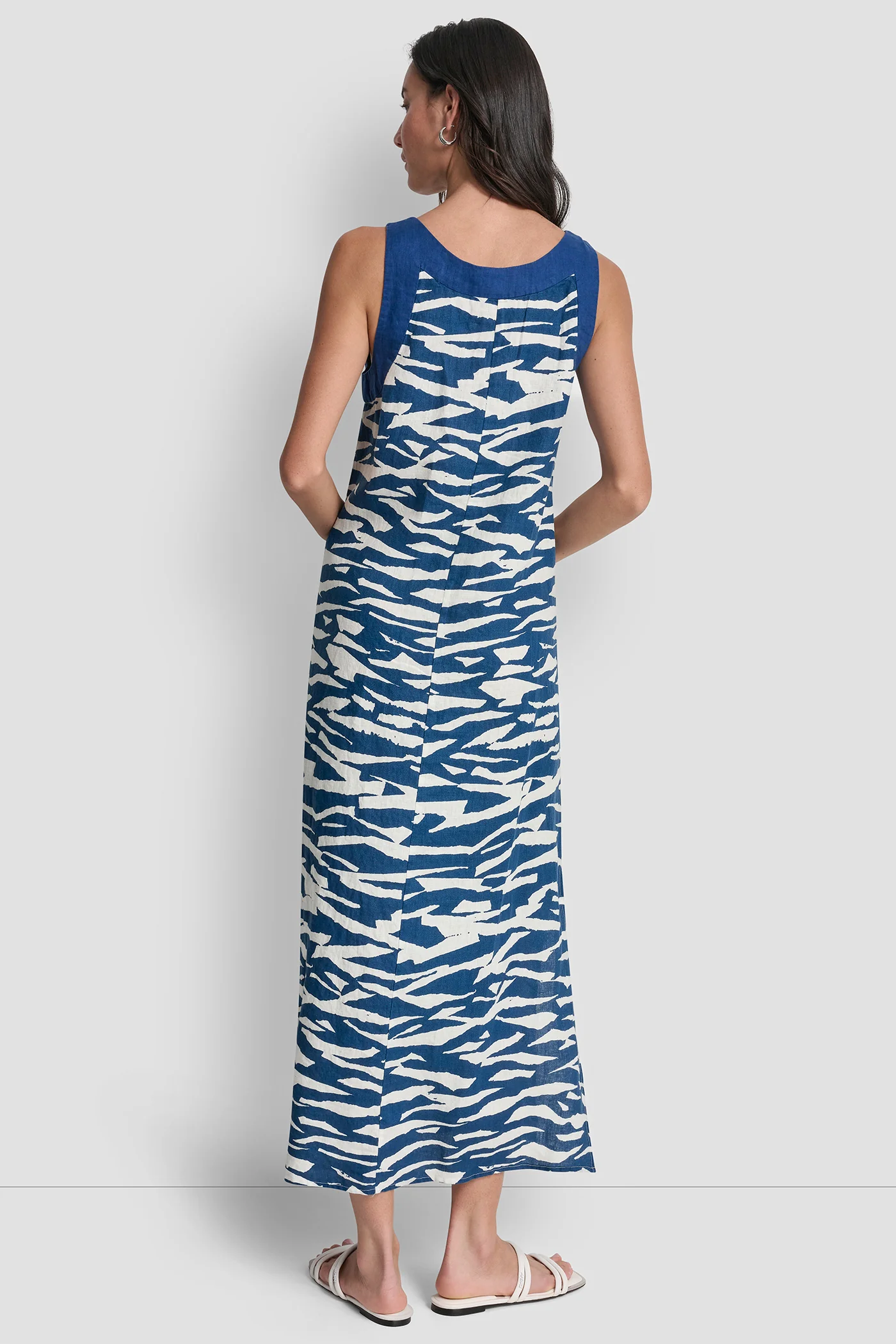 LINEN PRINTED MIDI DRESS - Image 4