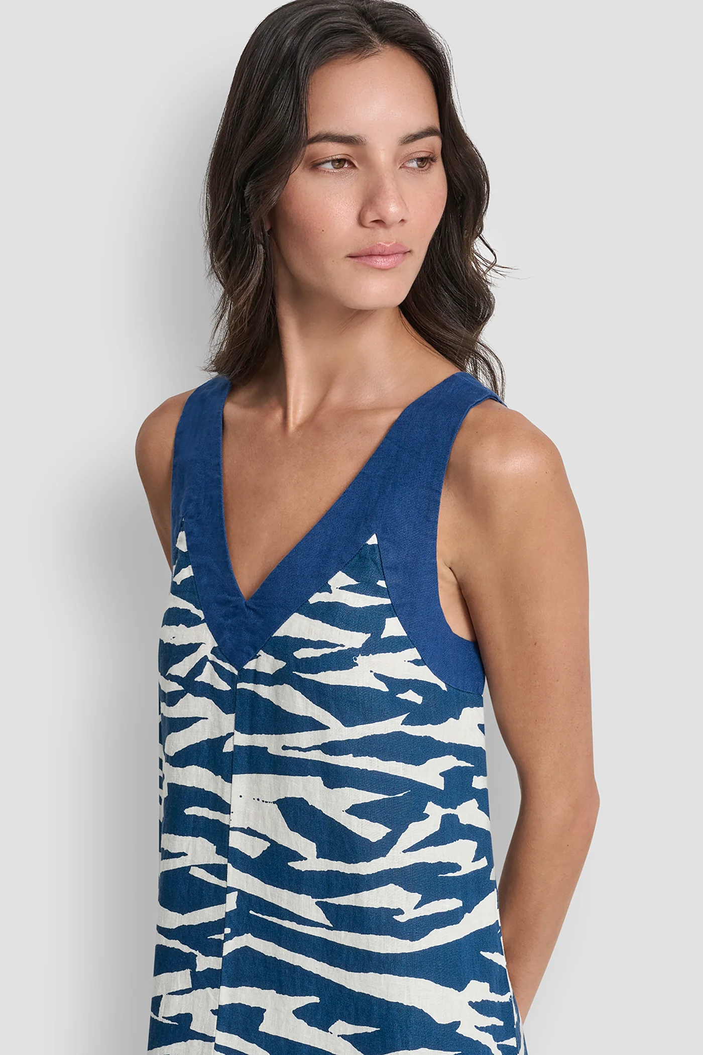 LINEN PRINTED MIDI DRESS - Image 6