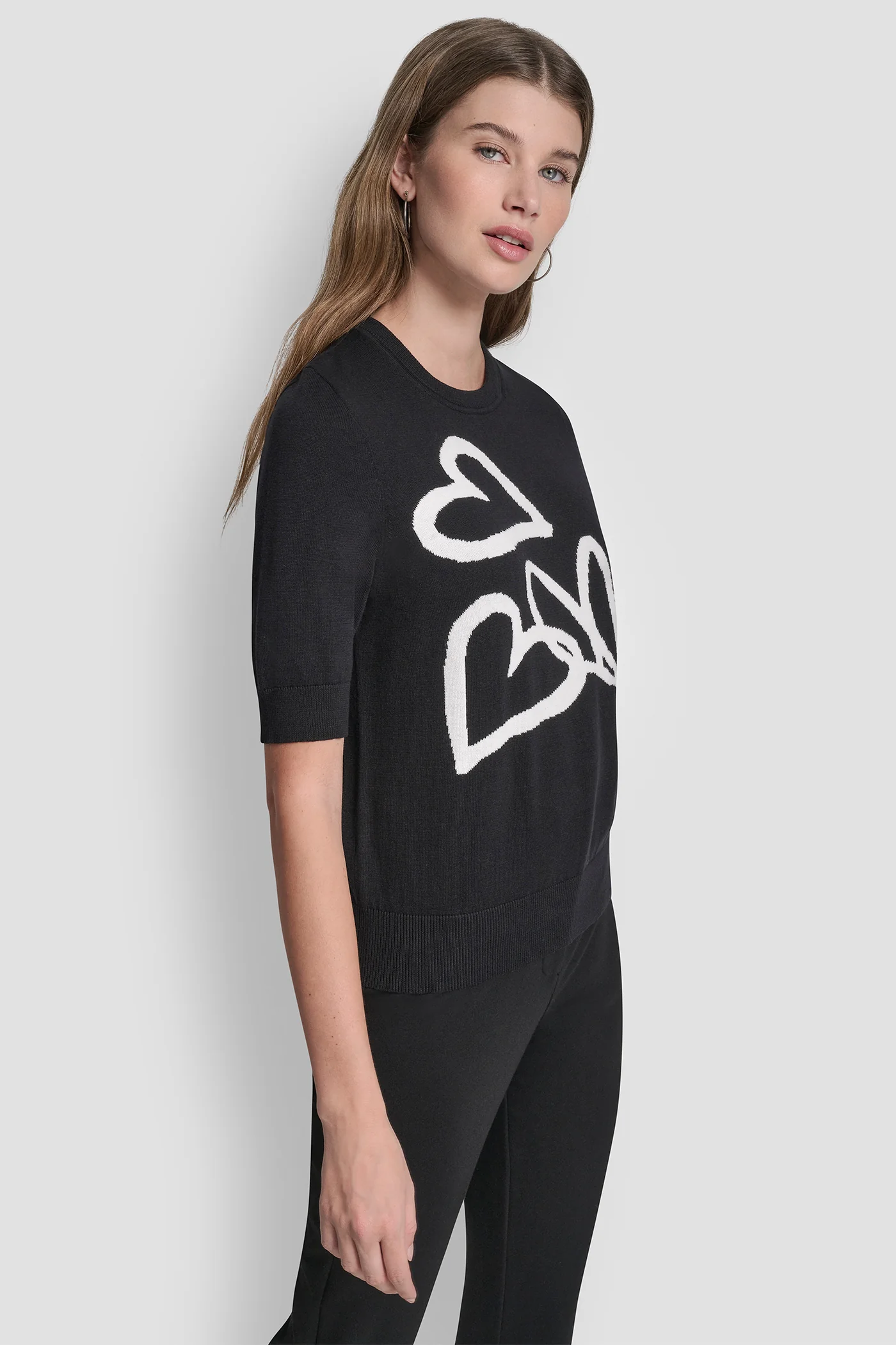 SHORT SLEEVE GRAFFITI HEART SWEATER - Image 2