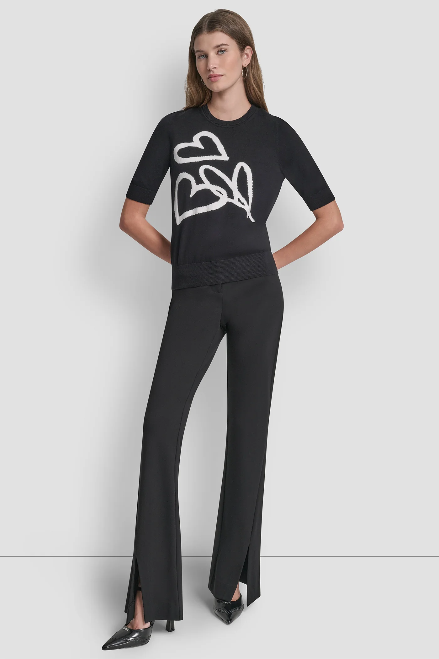 SHORT SLEEVE GRAFFITI HEART SWEATER - Image 6