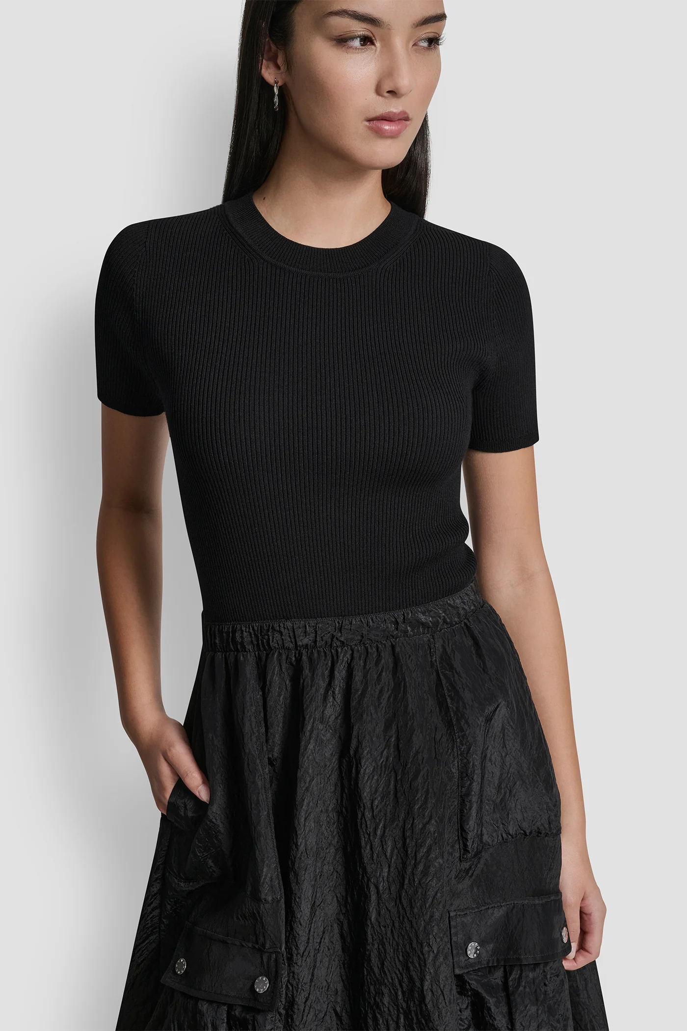 MIXED MEDIA CARGO MIDI BUBBLE DRESS - Image 6