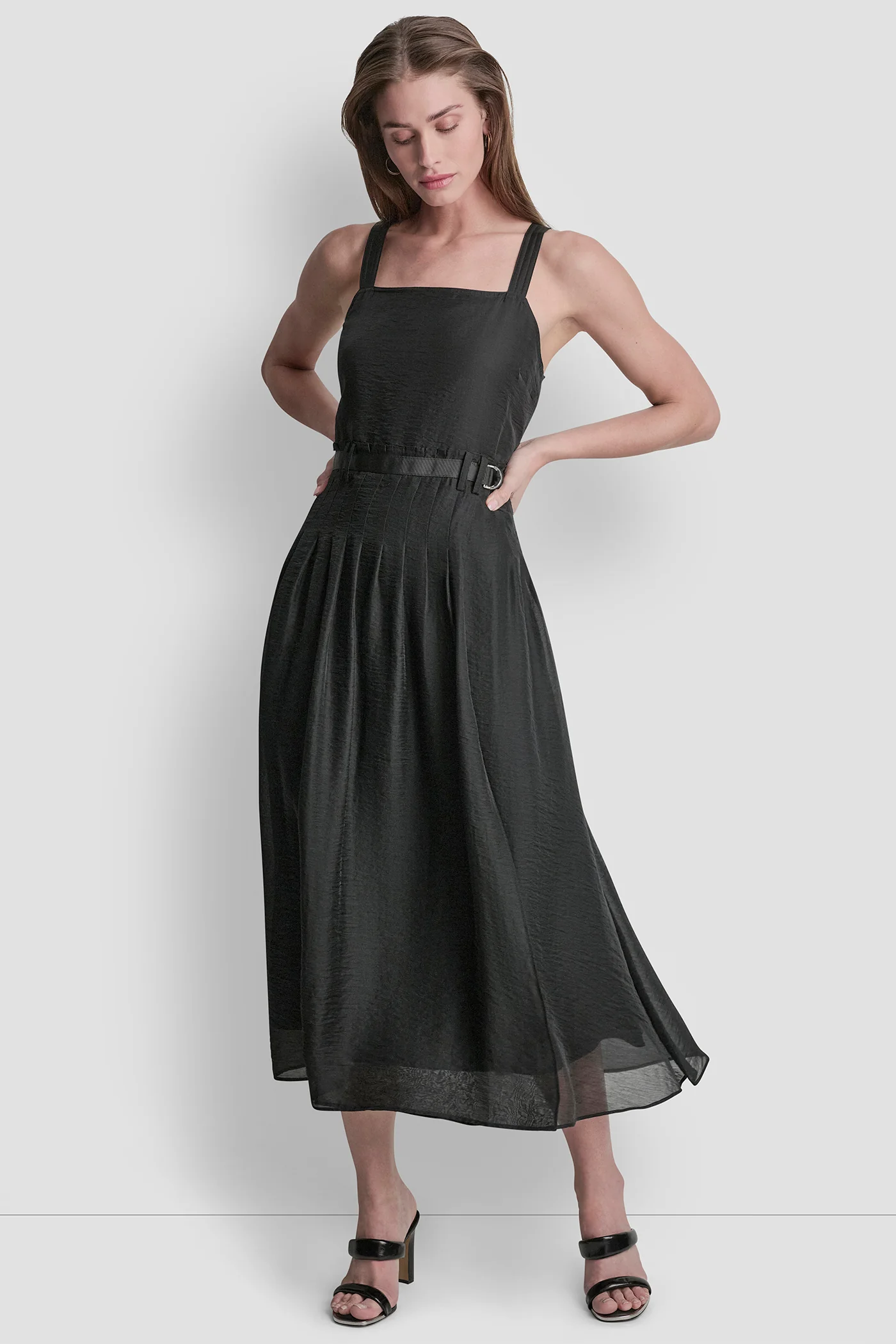 BELTED PLEATED MIDI DRESS - Image 4