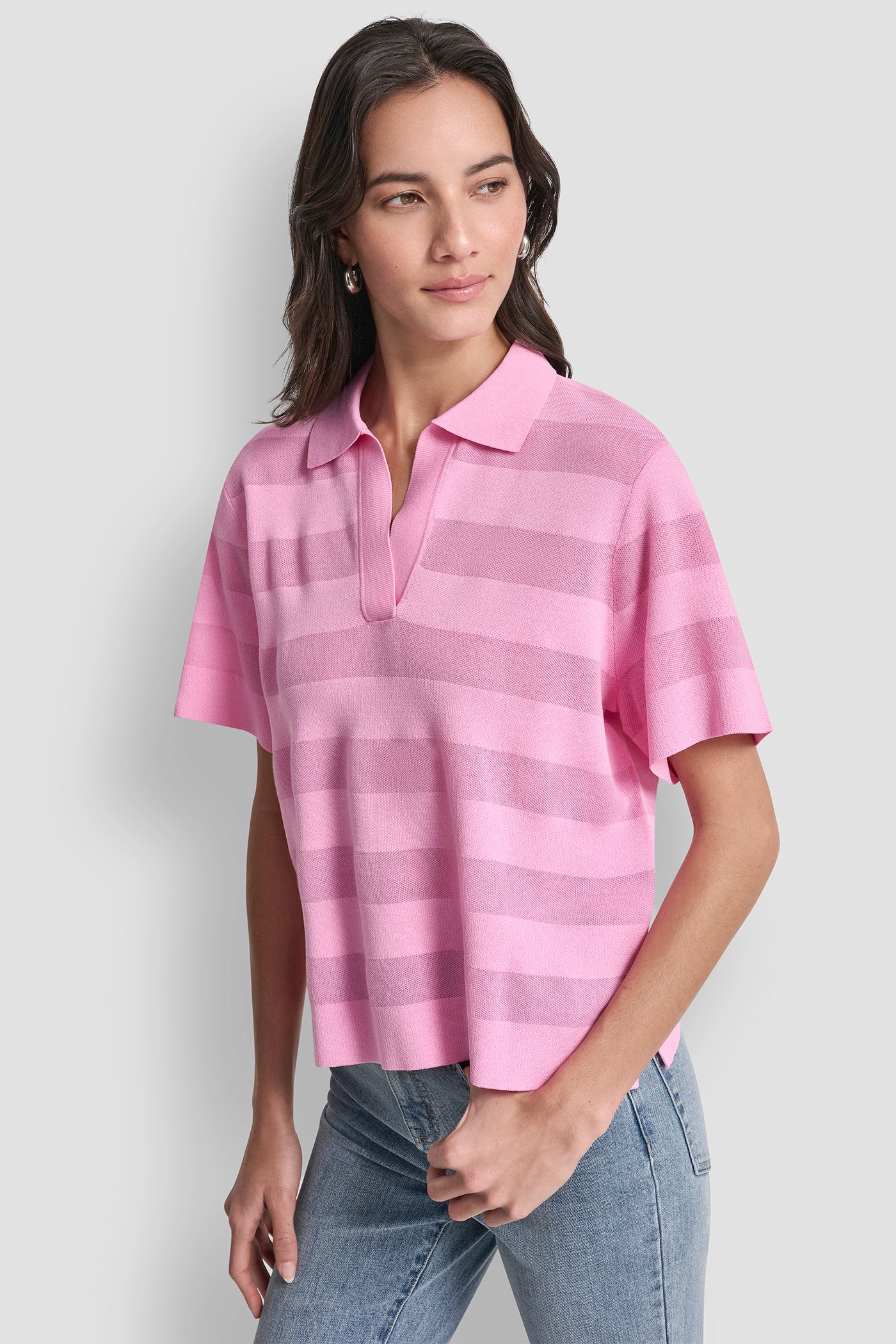 SHEER STRIPED POLO SWEATER - Image 4