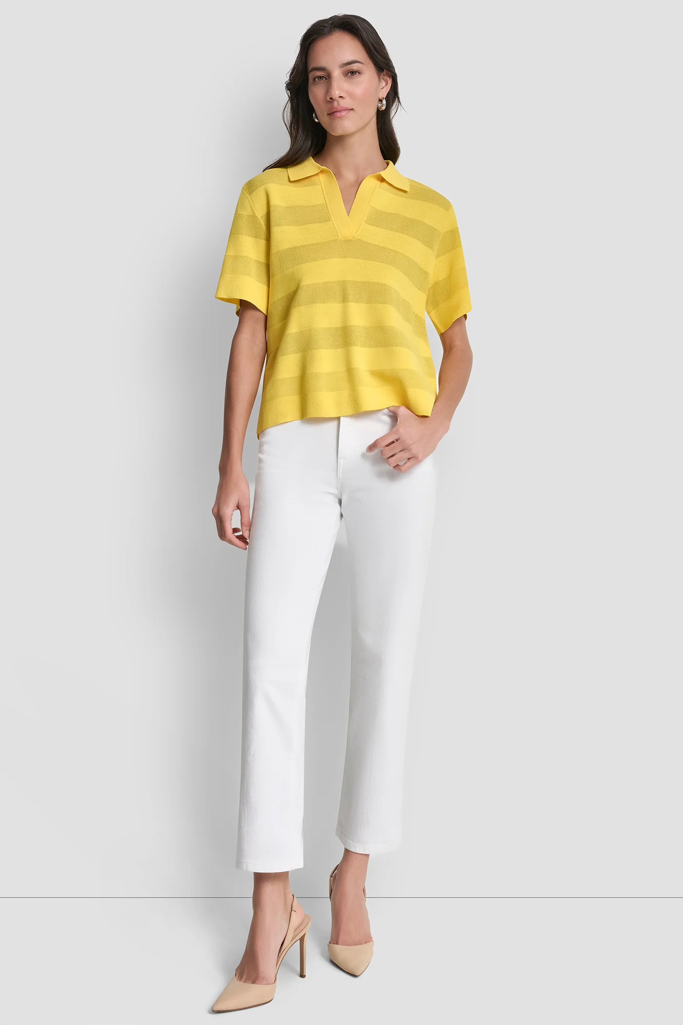 SHEER STRIPED POLO SWEATER - Image 4
