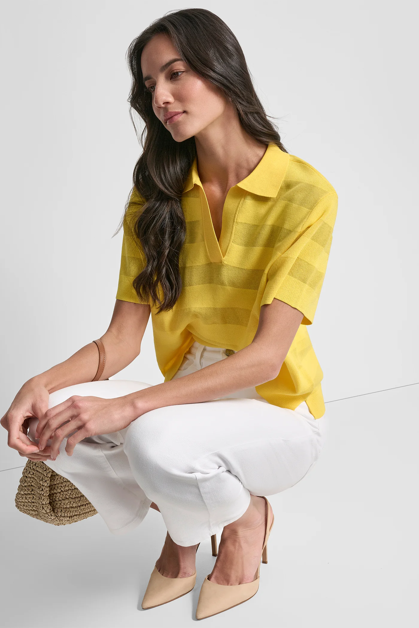 SHEER STRIPED POLO SWEATER - Image 6