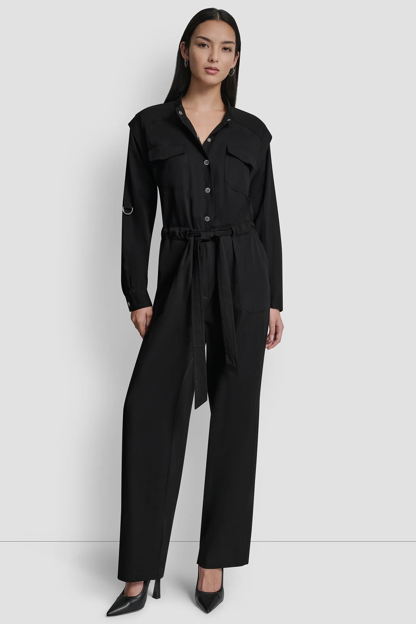 COLLARLESS BUTTON-FRONT JUMPSUIT - Image 5