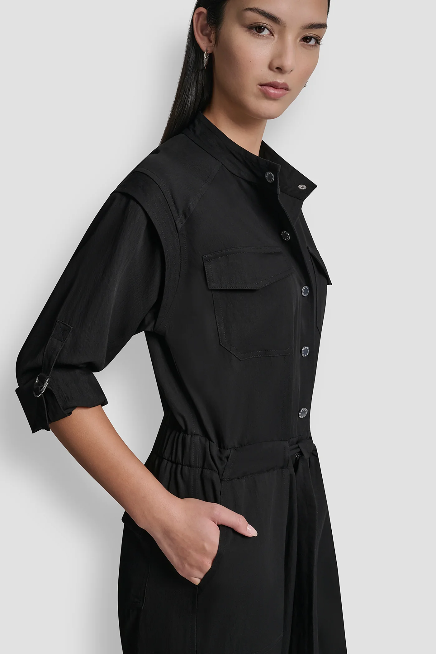 COLLARLESS BUTTON-FRONT JUMPSUIT - Image 7