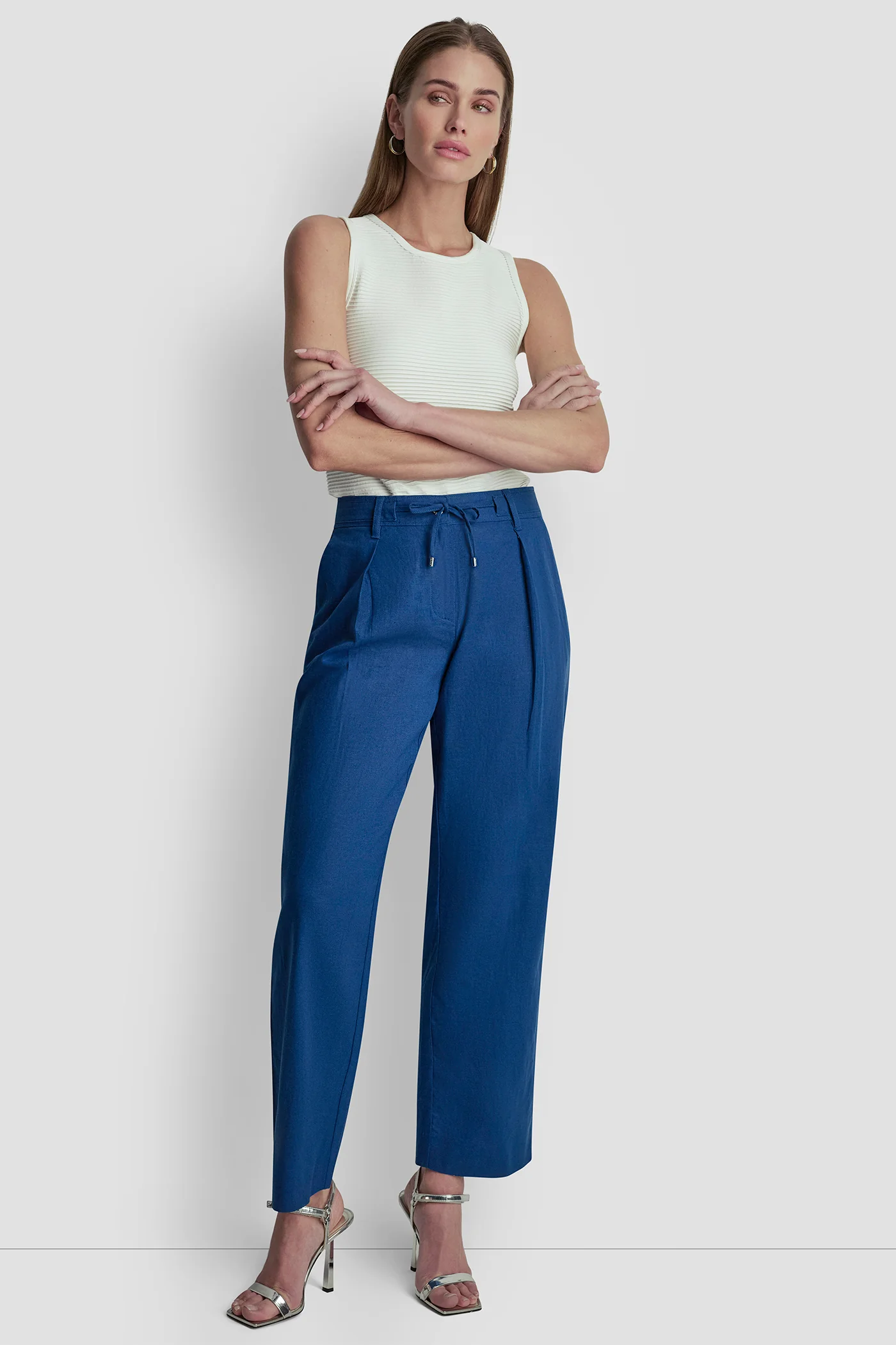MID-RISE TIE WAIST PLEATED PANT - Image 5