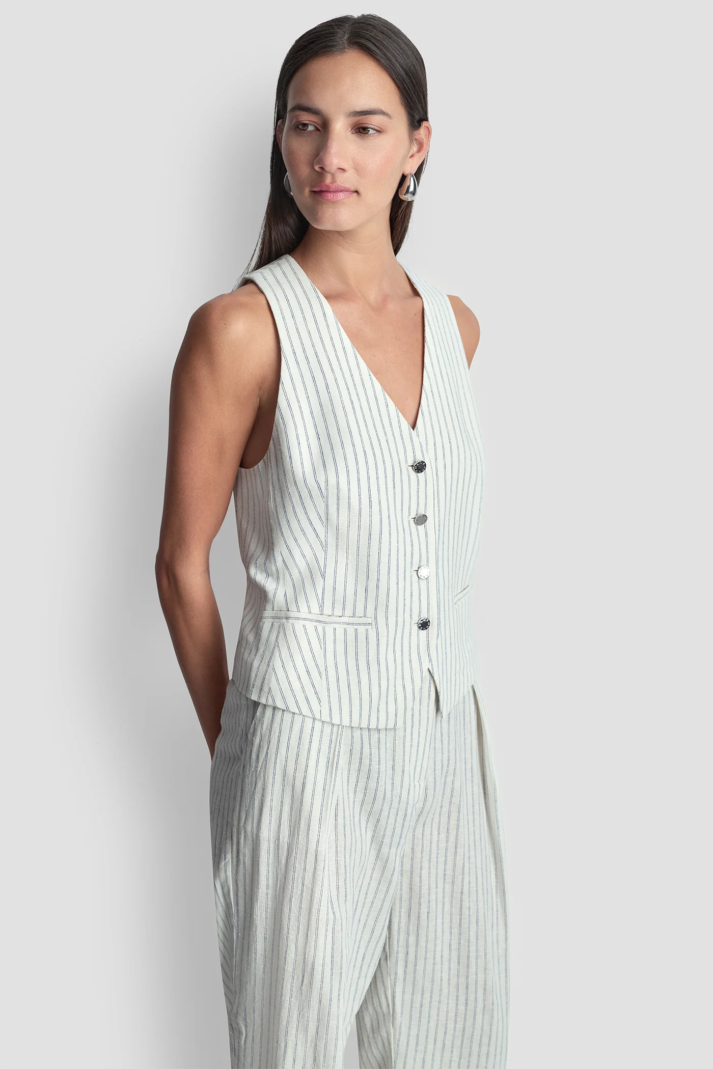 LINEN-BLEND STRIPED VEST - Image 3