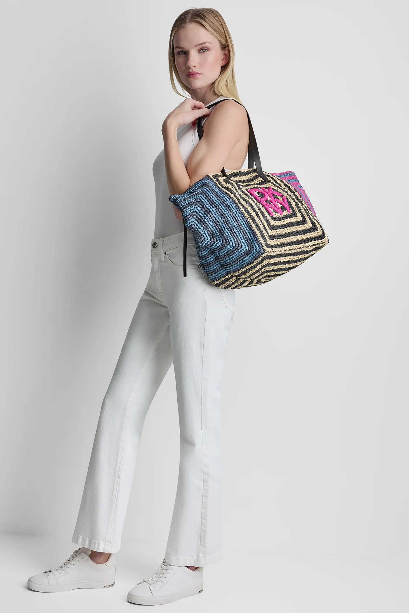 PALOMA CROCHET STRAW LOGO TOTE - Image 2